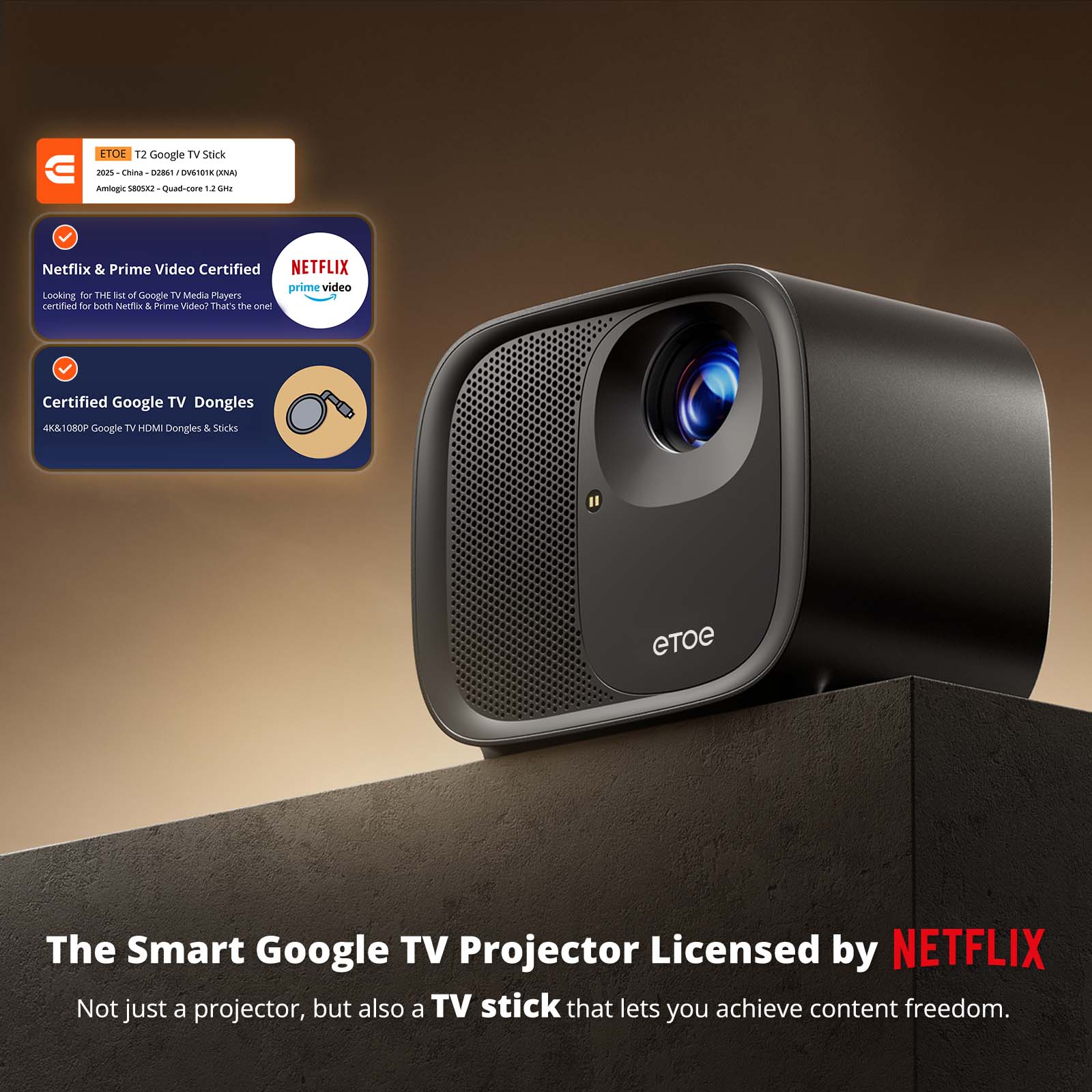 ETOE E3 Pro 2025丨Google TV 1080P Smart Projector