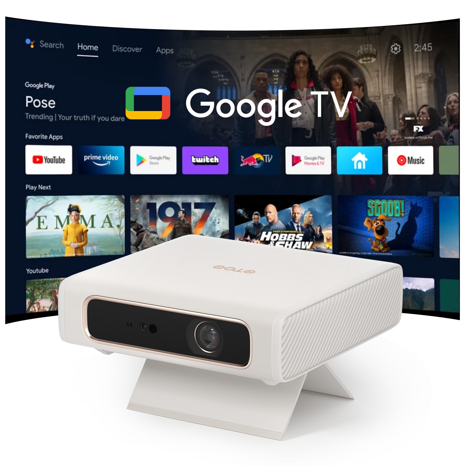 ETOE Dolphin 2丨Google TV Portable RGB Laser Projector with Built-in Battery