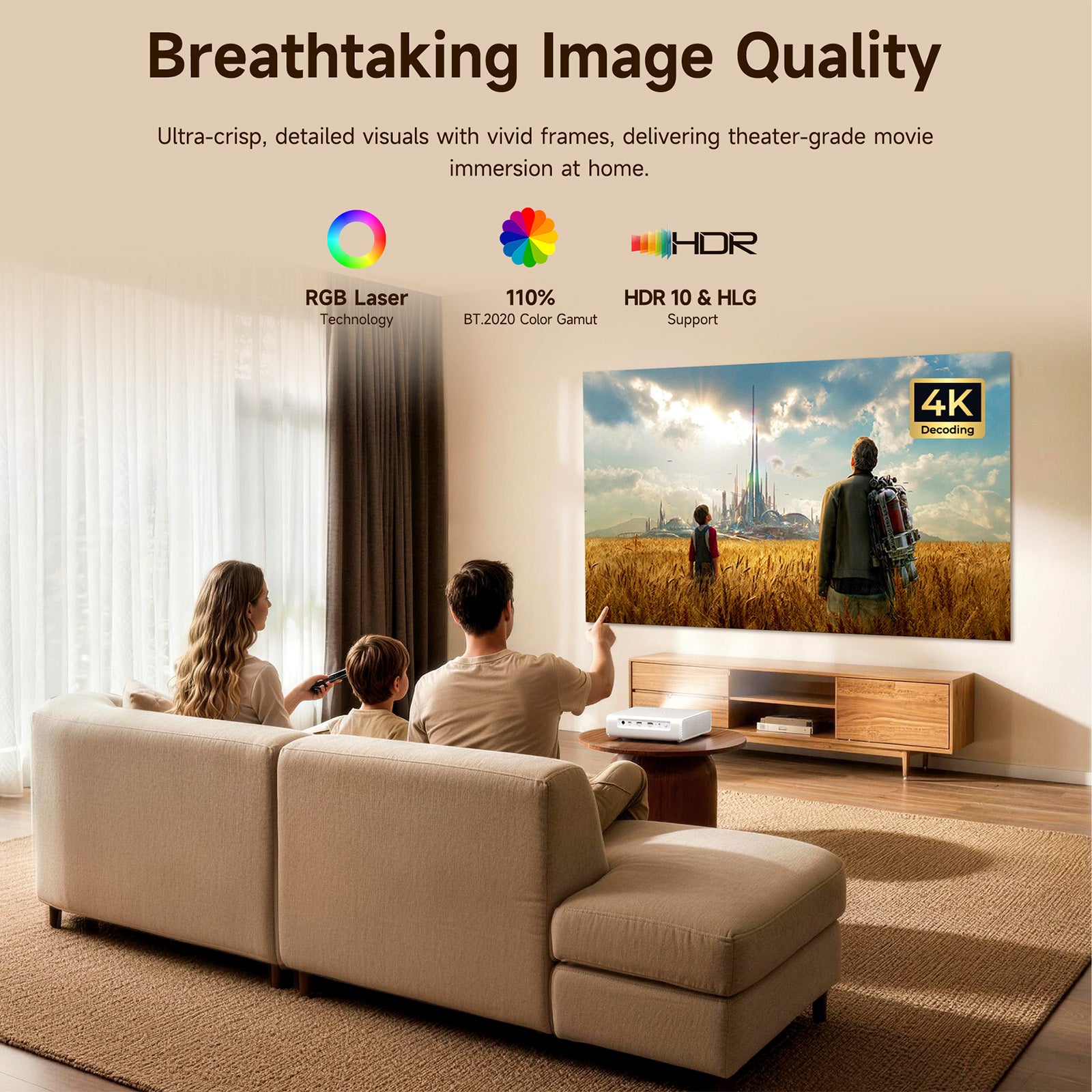 ETOE Dolphin 2丨Google TV Portable RGB Laser Projector with Built-in Battery