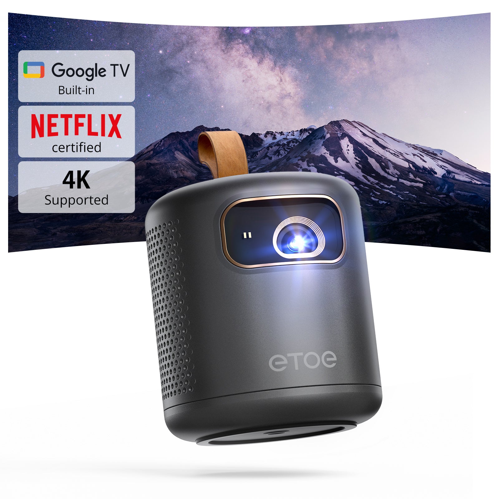 ETOE Dolphin丨Google TV 1080P Portable Projector with Battery