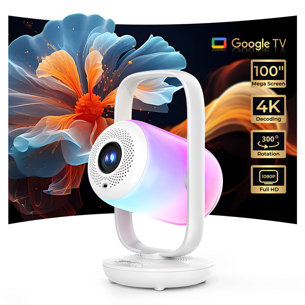 ETOE Starfish 2 Google TV 1080P projector with smart ambient lighting and adjustable tilt design.