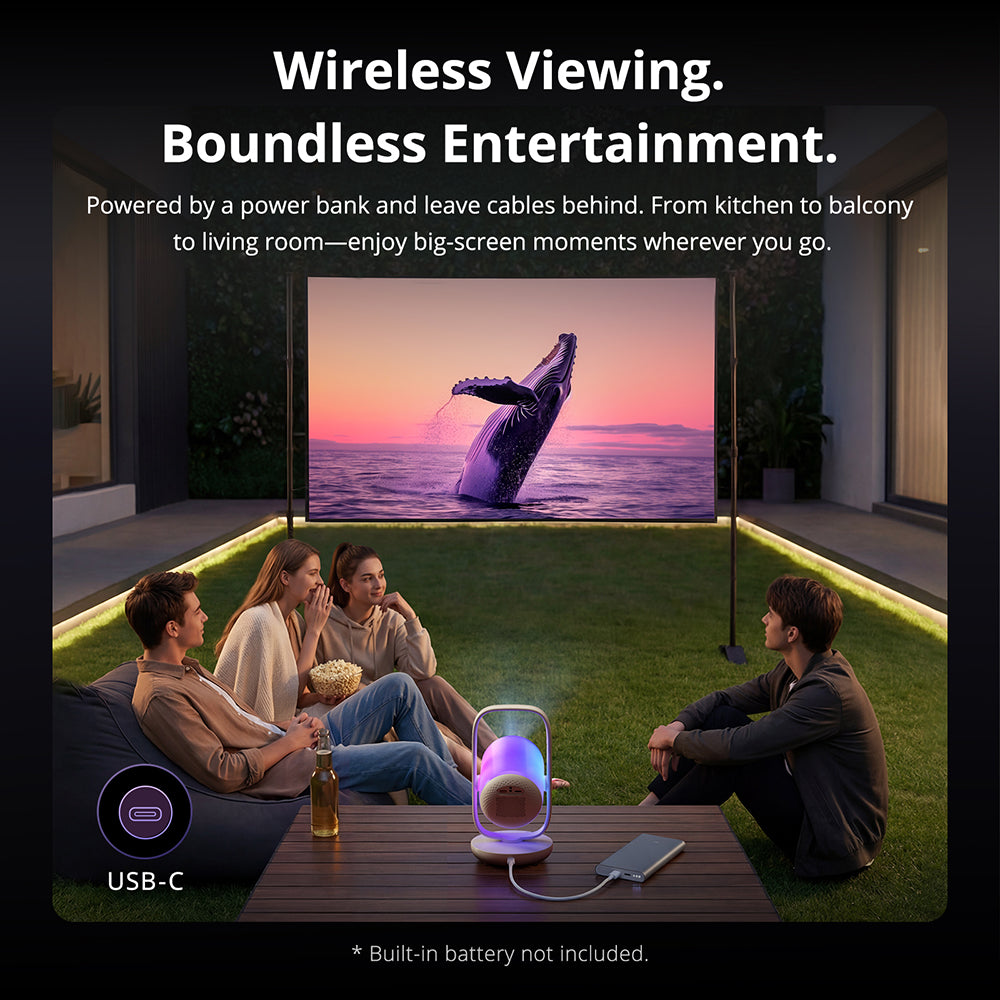ETOE Starfish 2 Google TV 1080P projector with smart ambient lighting and adjustable tilt design.