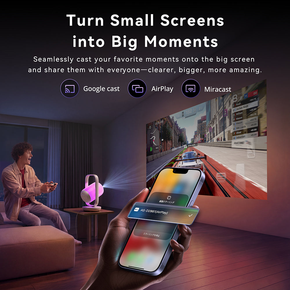 ETOE Starfish 2 Google TV 1080P projector with smart ambient lighting and adjustable tilt design.
