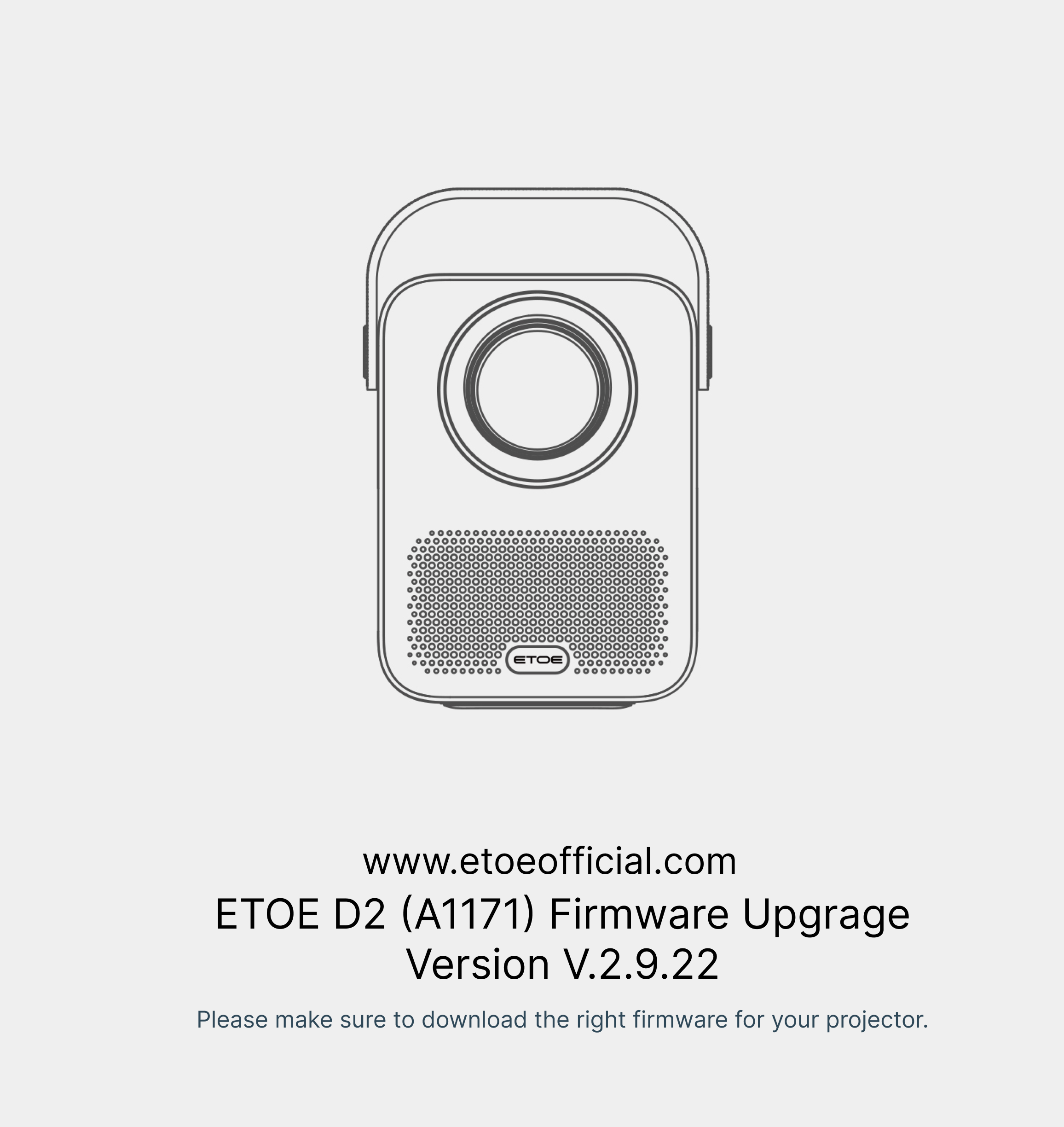 ETOE D2（A1171）ファームウェアv.2.9.22 RARバージョン